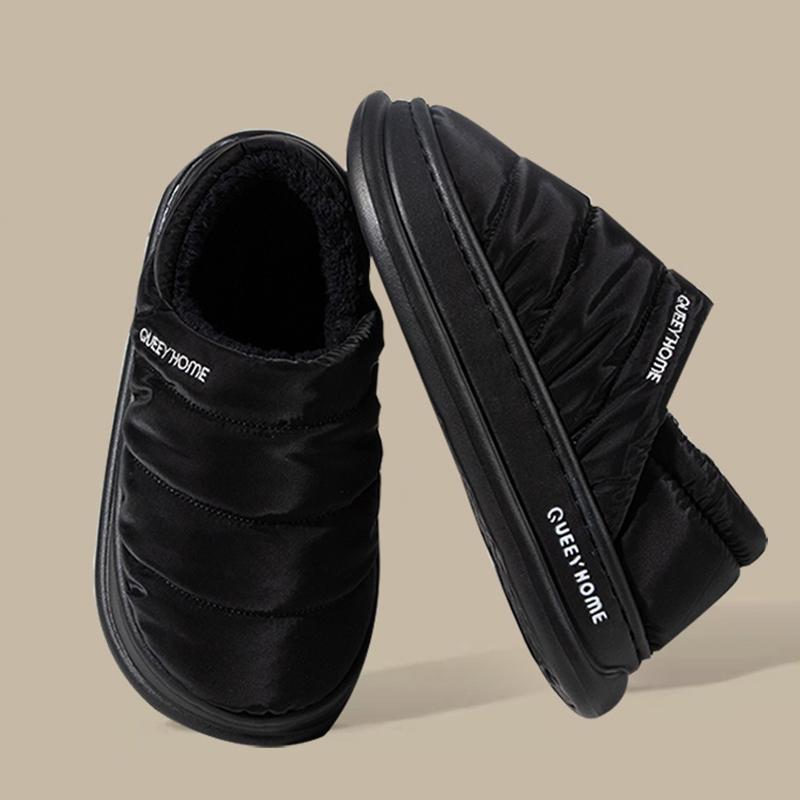 Hemma Vinter Damtofflor Plyschinsida Halkfri Sula Tjock Botten Vattentät Skoöverdel Stängd Häl Varm Toffel Man