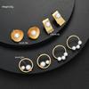 8 Pcs Fashion Geometric Metal Stud Earrings Set for Women French Style Minimalist Gold Color Geometric Earring Elegant Jewelry