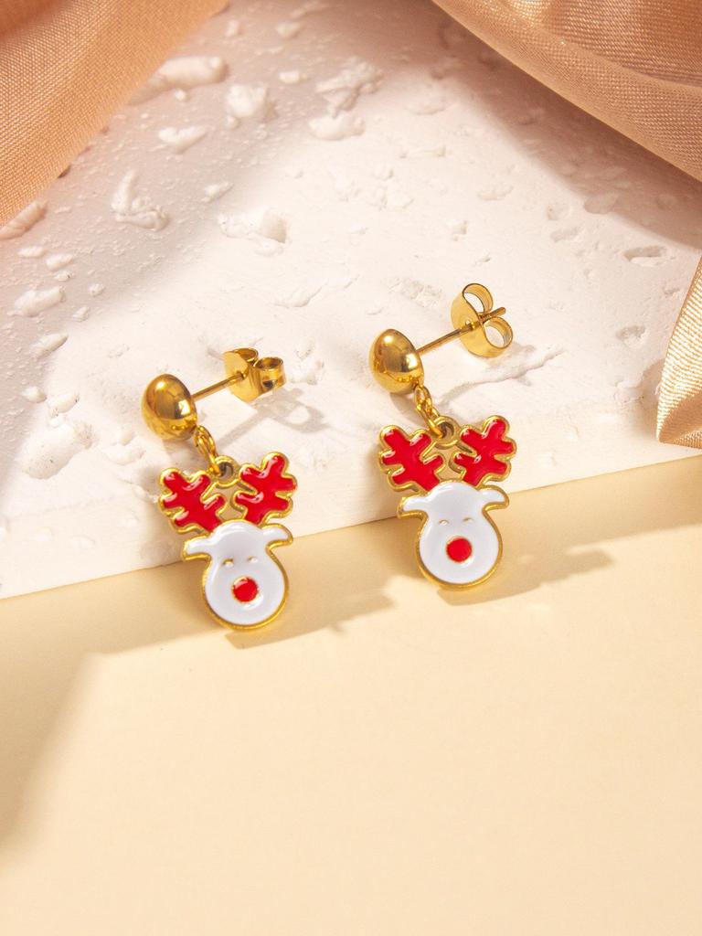 High-End Versatile Christmas Earrings: Stainless Steel Studs, Ear Clips, and Dangle Jewelry