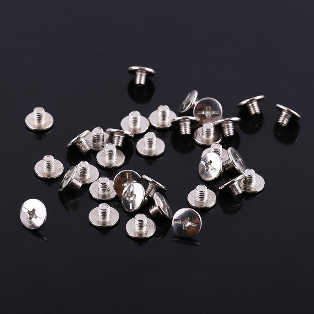 200pcs Rivets Nickel Plated Binding Screws Flat Round Head Silver Rivet Studs Phillips Head M5x6mm Nail Rivets Clothing Crafts