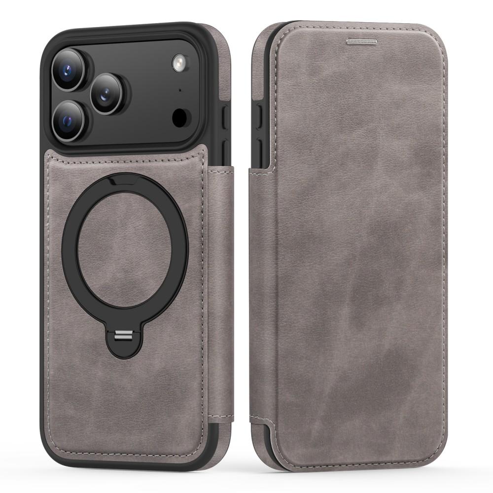 Magnetic Close Leather Flip Cover Case for iPhone 17 Pro Max Air 16 15 14 13 12 11 Wireless Charging 360-degree Rotating Bracket