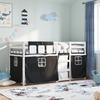 VidaXL Bunk Bed with Curtains White/black 75x190 Cm Solid Pine Wood, Bed, Bed Frame, Low Bunk Bed, Furniture of 3283913