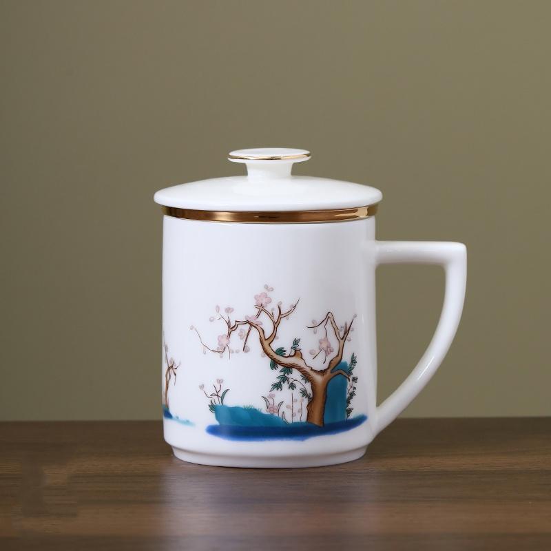 

Керамическая чашка для чая 400 мл, бытовая кружка для разделения чая с фильтром и крышкой, офисная чашка-заварник для чая, чашка в китайском стиле, изящная чашка 200-400ml