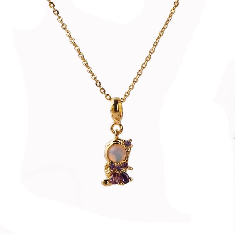 Exquisite DIY Cartoon Zircon Princess Pendant Necklace for Women