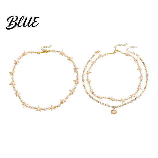 Dainty Necklace Bohemia Starfish Faux Pearl Lightweight Hypoallergenic Women Shell