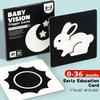 Montessori 0-12Month Baby Vision Stimulation Cards Black and White Contrast Cards Stimulate Newborn Visual Early Learning Toys