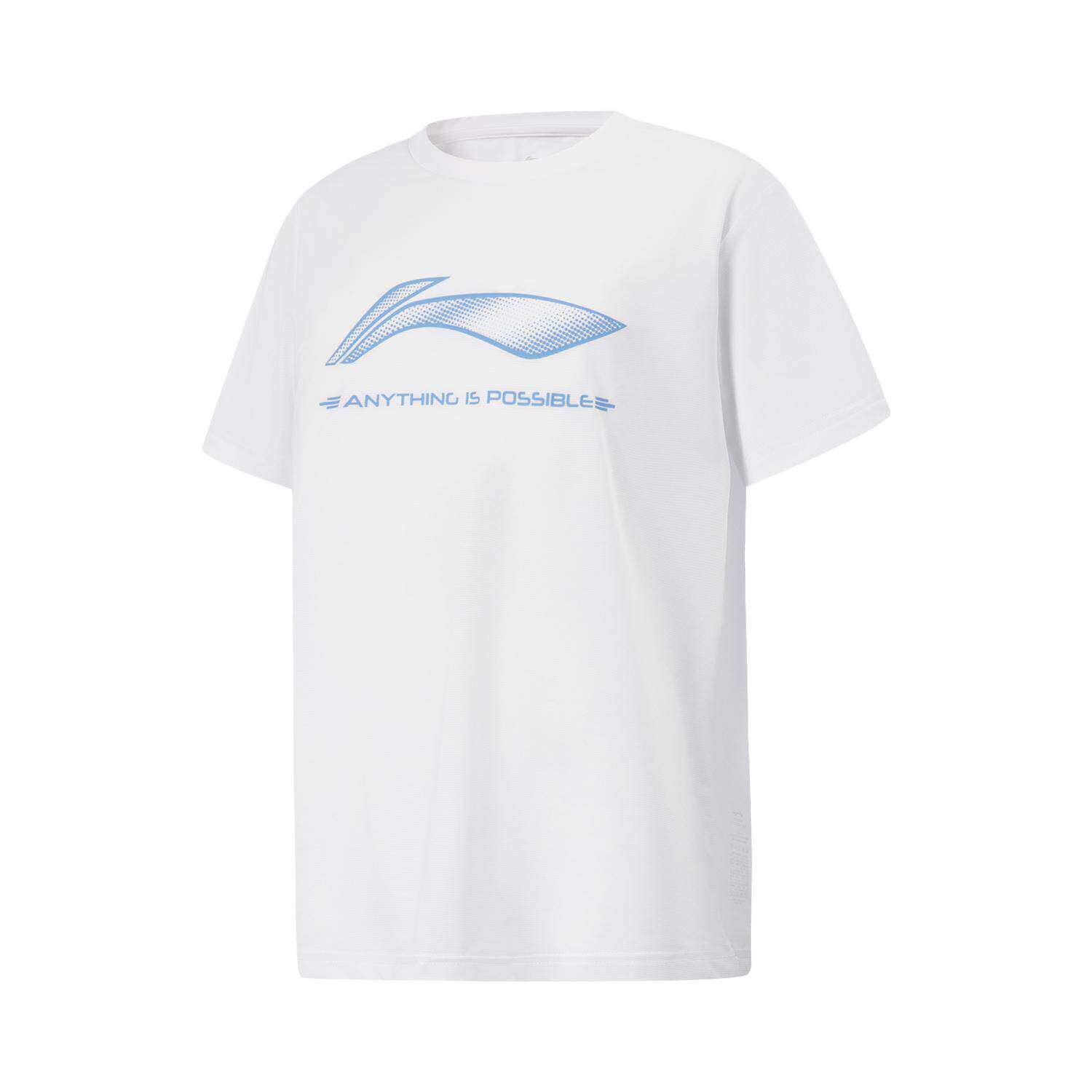 

Li-Ning Fashionable Comfortable Sports T-Shirt Men tops Standard-White Sky-Blue ATSV107-10 L