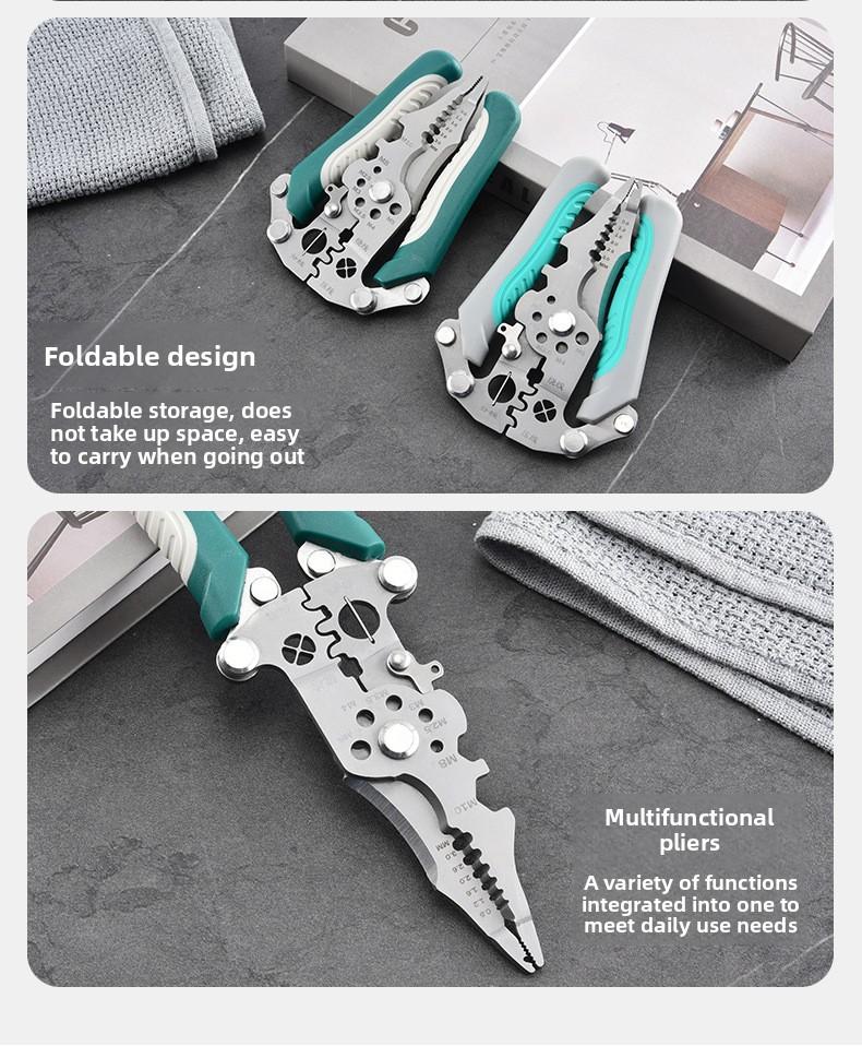 Foldable Wire Stripping Pliers, Professional Multifunction Manual Hand Tool, Pulley Design Durable Crimping & Wrapping Pliers
