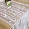 Elegant Flower Pearl Tablecloth Pearl Embellishments Romantic Tulle Fabric Tablecloth Decorative Semi-Transparent Table Runner