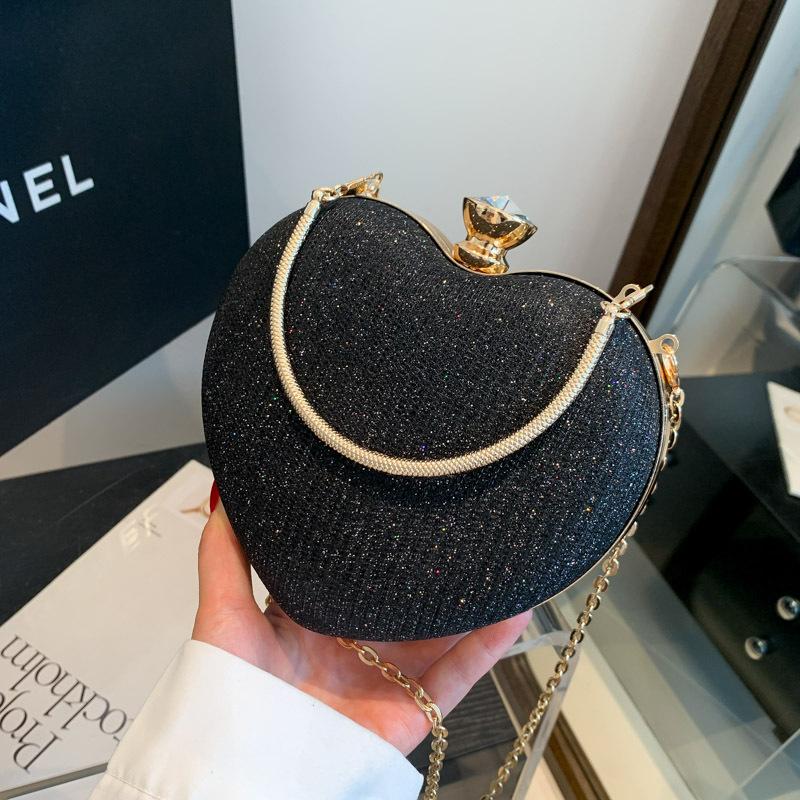 Women Heart Shaped Handbag Wedding Party Evening Bag Mini Clutch Chain Purse Cocktail Prom Evening Tote