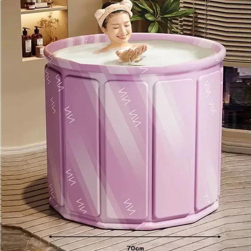 Foldable Bath Tub Portable Bathtub Full Body Thickened Bath Bucket for Children and Adults Long Term Temperature Locked Bathtub
