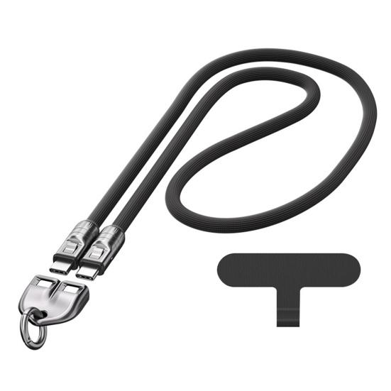 C to C 240W Charging Cable 2-in-1 Cell Phone Lanyard Wearable Bracelet Portable 5A Fast Charging USB-C Data Cable for Smartphones Tablets Laptops