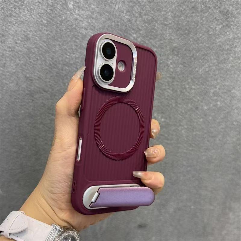 Magnetický Neviditelný Stojan Pouzdro na Telefon pro Apple 16pro Ochranné Pouzdro pro IPhone15max Pouzdro 14 Měkká Šňůrka