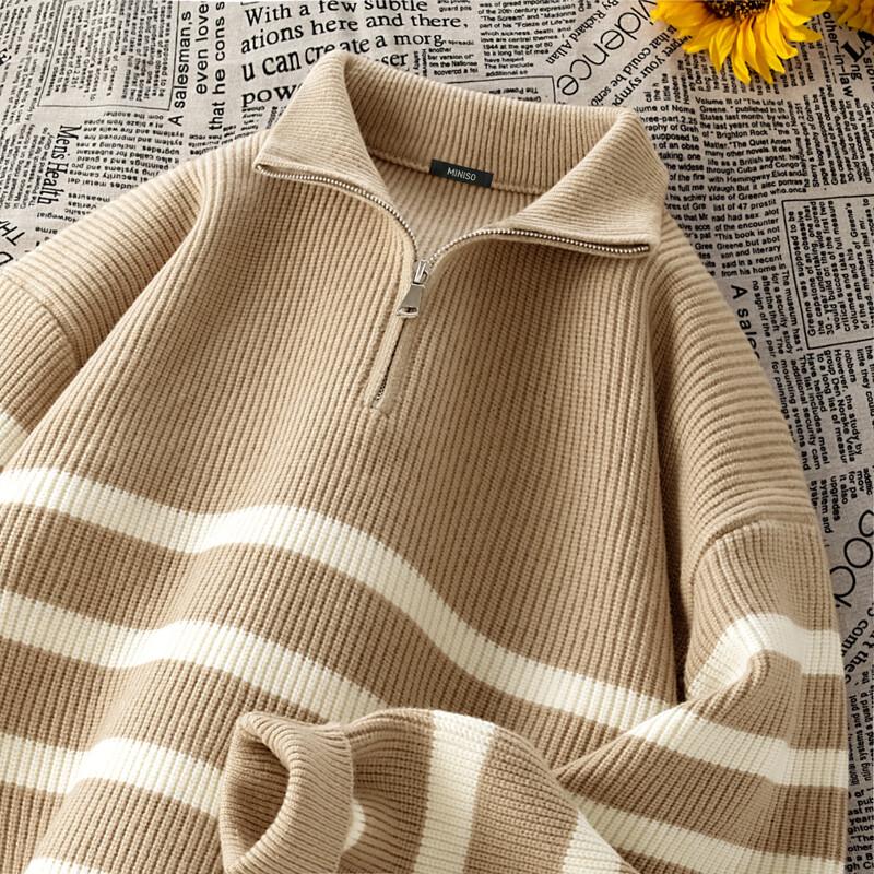 MINISO Men's Casual Half-Zip Knit Sweater