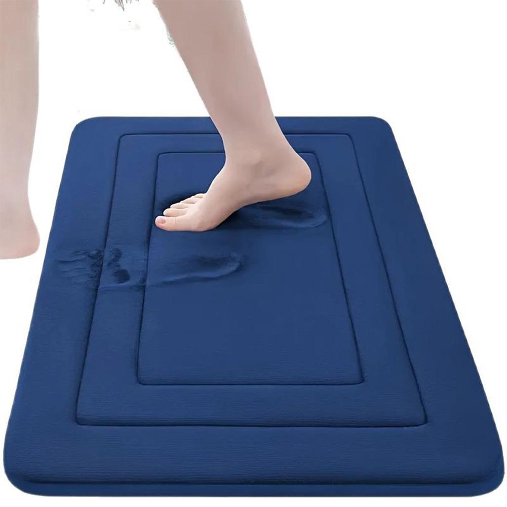 

Ultra Soft Absorbent Memory Foam Bath Mat 24x16 Machine Washable for Shower blue