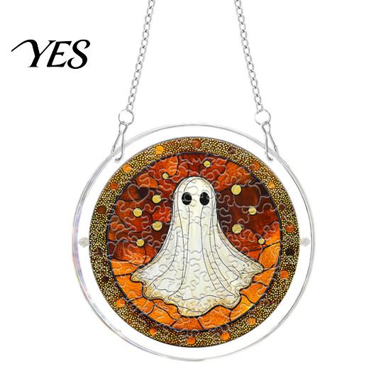 Adult Halloween Activity Acrylic Puzzle Suncatcher Window Hanging,7.87 Inch Sun Catcher Decorative Hanging Decoration Ornament, Ideal for Gifting and