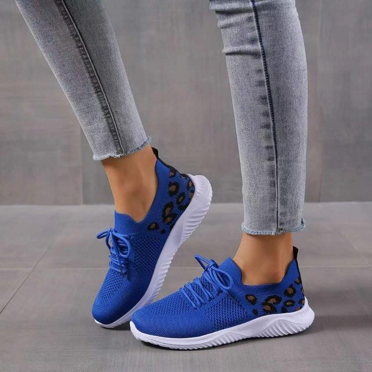 Casual single shoes autumn new round head flat bottom large size lace-up mesh sports single shoes women