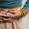 European Retro Light Luxury 18K Gold Plated Stainless Steel Elastic Bracelet for Women