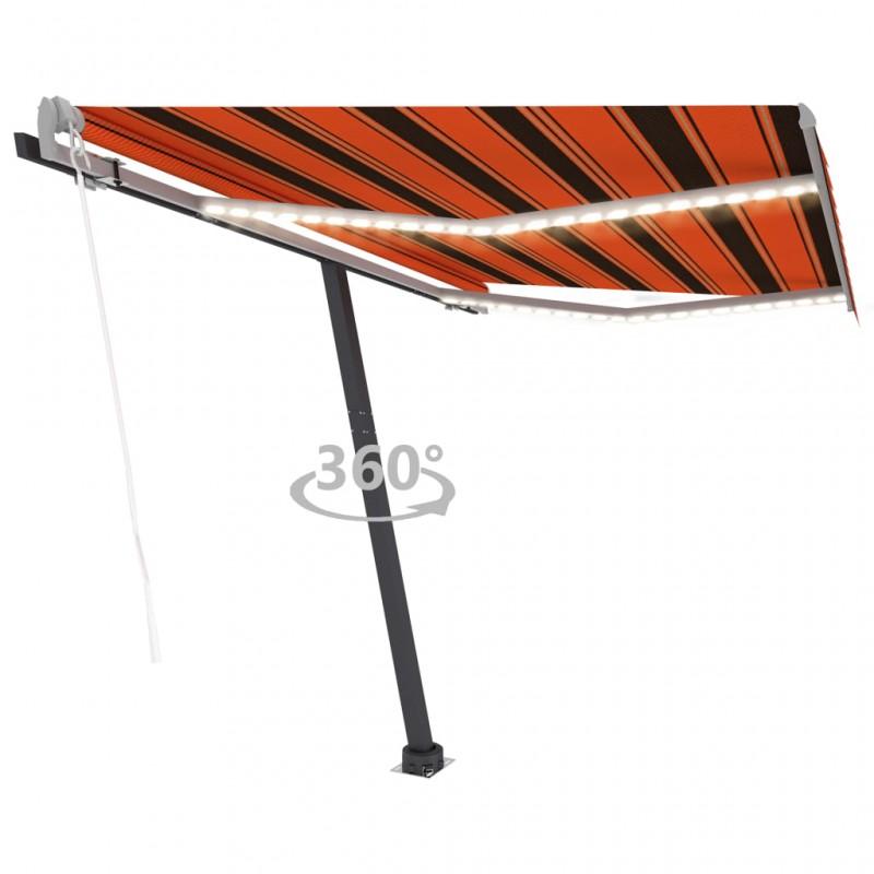 Día y Noche - Día y Noche Toldo automático LED sensor de viento naranja marrón 350x250 cm