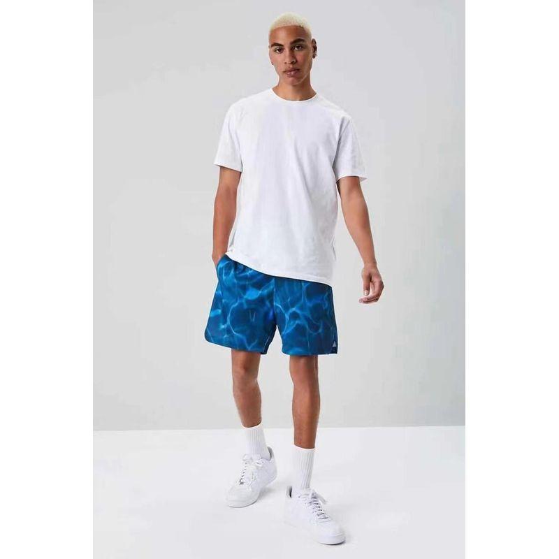 

Европейские и американские одиночные свободные удобные быстросохнущие модные шорты для мужчин с принтом, пляжные шорты, короткие брюки, мужские повседневные брюки больших размеров Royal Blue M