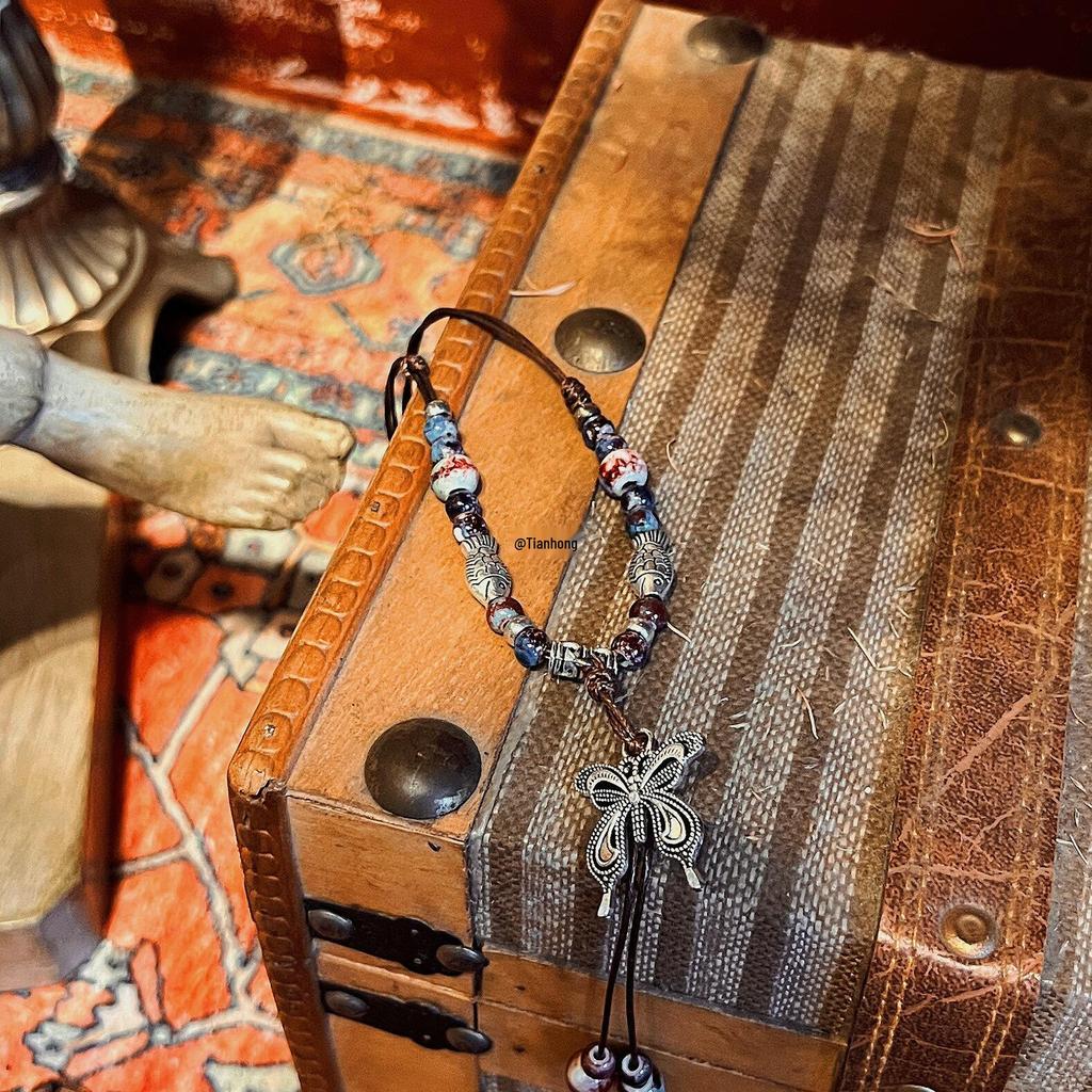 Sweet Eighteen Retro Ethnic Butterfly Necklace - Women's Unique Chinese Style Jewelry Chain