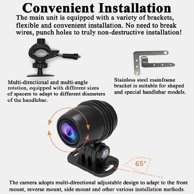 Dual 1080P Motorcycle Dash Cam, Fully Waterproof Motorcycle Camera, Front and Rear Dual-lens Recorder/black Box