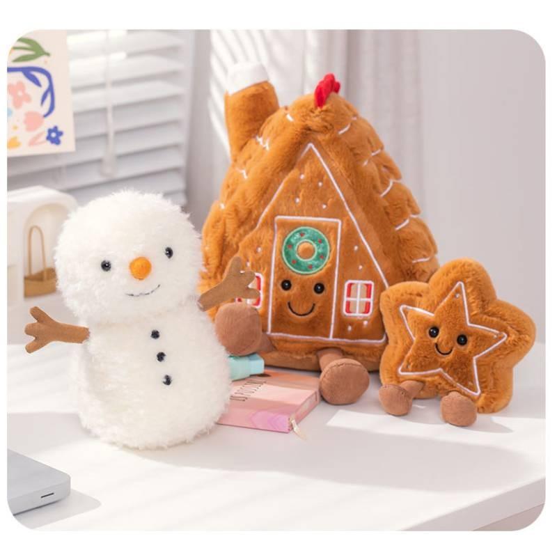 Christmas Plush Toy Gingerbread House Stars Xmas Tree Stuffed Decoration Doll