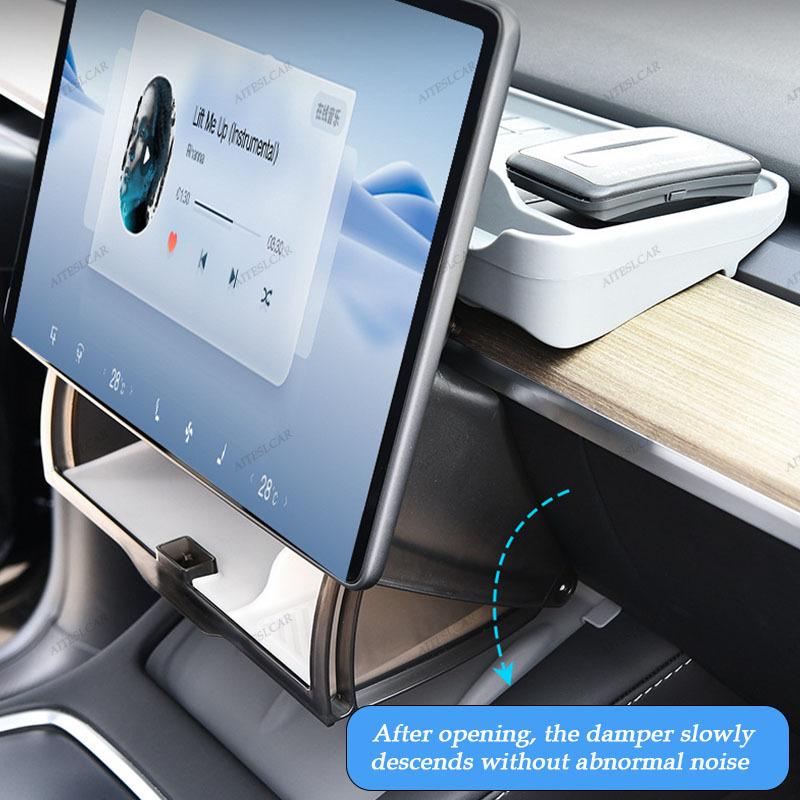 For Tesla Model 3 Y Highland Juniper 2016-2025 Hidden Screen Storage Magnetic Opening And Closing Hidden Large Space Storage Box