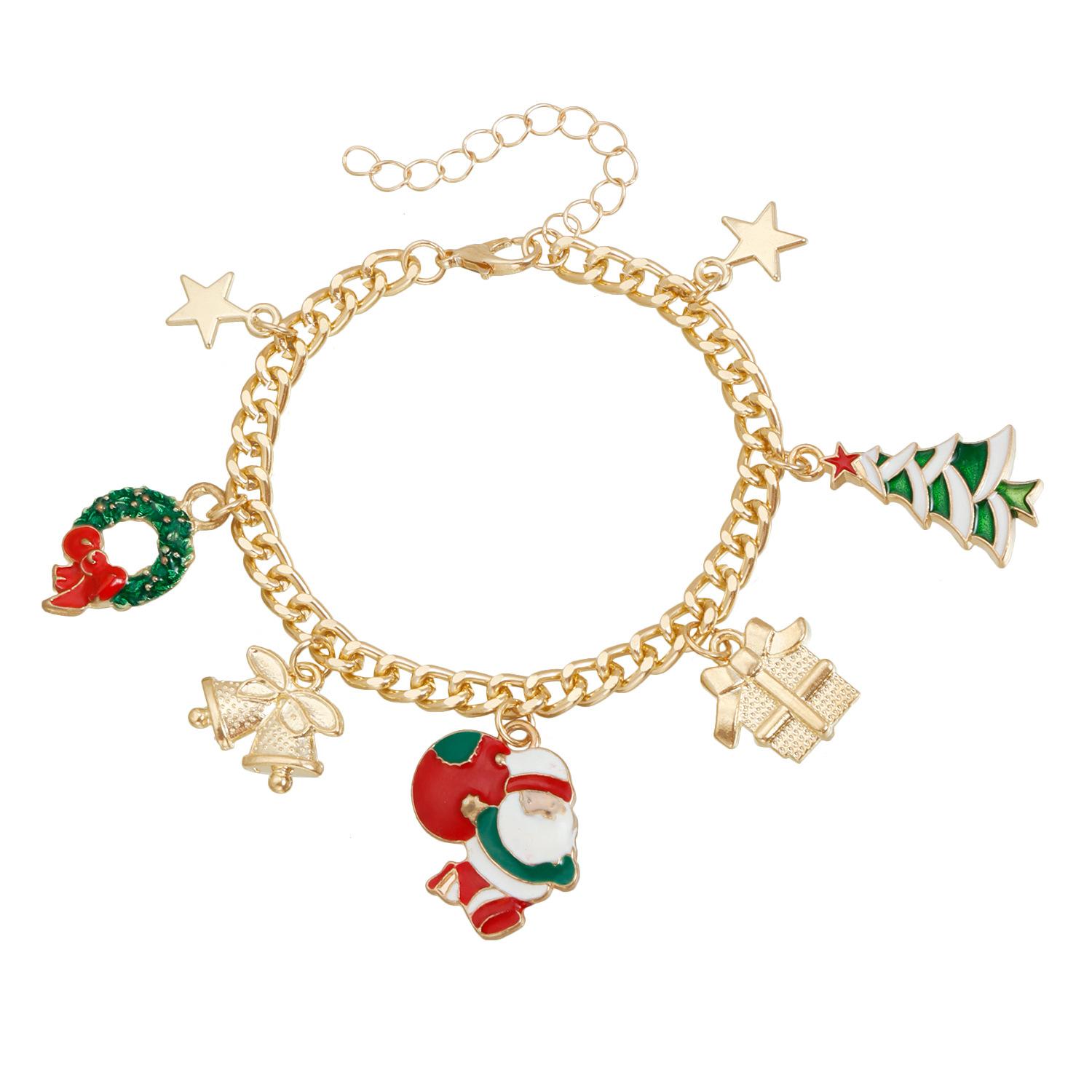 

European and American jewelry Christmas necklace female Santa Claus castle color matching wind choker New Year s party necklace