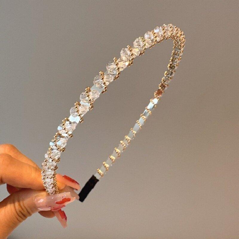 

Бриллиантовый кристалл повязка на голову для женщин легкий роскошный простой повязка на голову темперамент повязка на голову аксессуары для волос белый