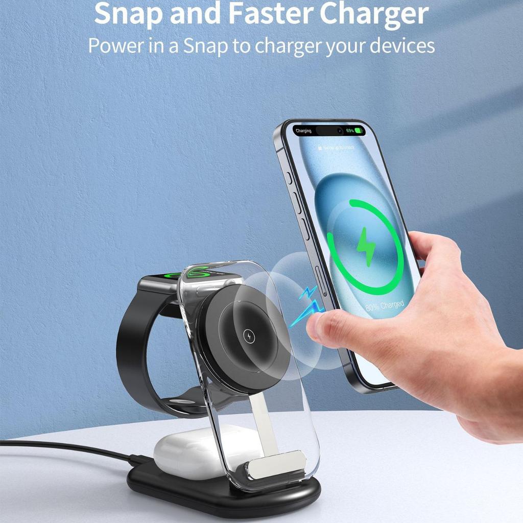 Foldable 3-in-1 Magnetic Wireless Charger for Apple Devices