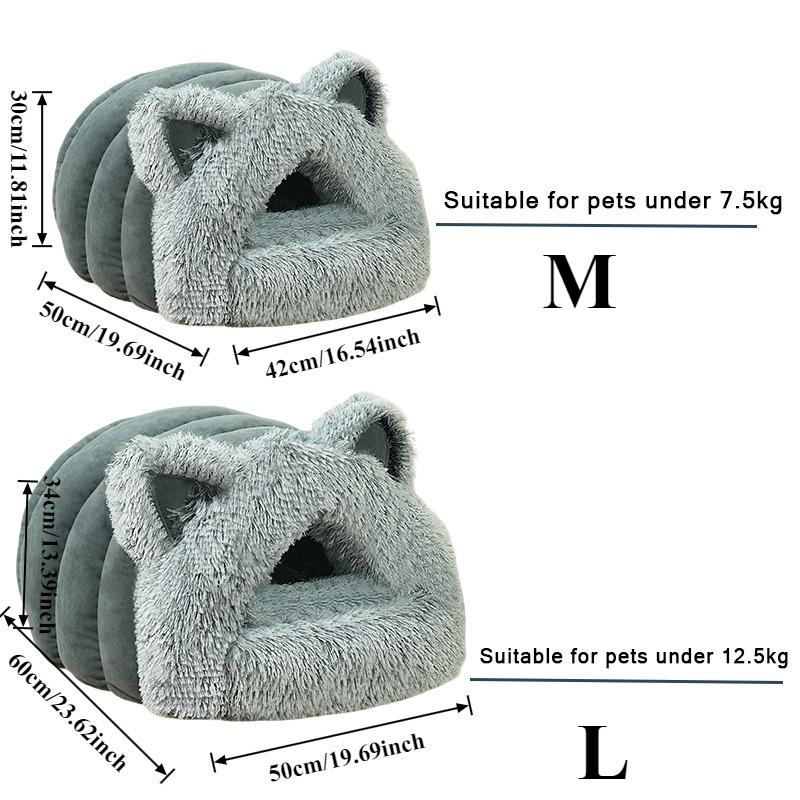 Winter Warm Long Plush Pet Cat Nest House Warm and Comfortable Suitable for Small To Medium Cats and Dogs Mat Animals Sleeping