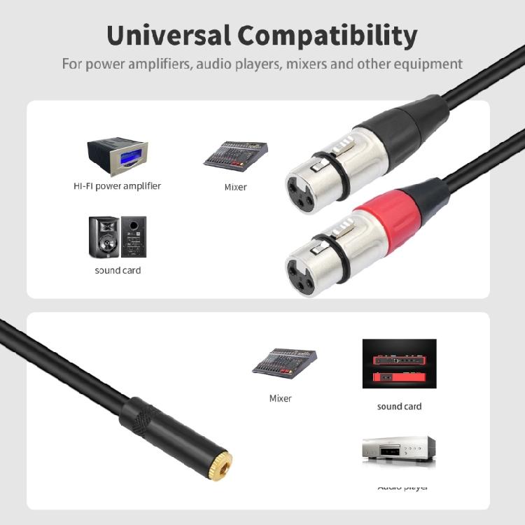 Zuverlässiges 3,5-mm-auf-2-Buchsen-Kabel, Symmetrische Stecker zu Mikrofonkabel, Vergoldete Stecker widerstehen Korrosion