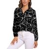 Black Cat Blouse For Women Cute Classic Cat Print Loose Blouses Long Sleeve Kawaii Shirts Spring Casual Clothing Big Size Blouse