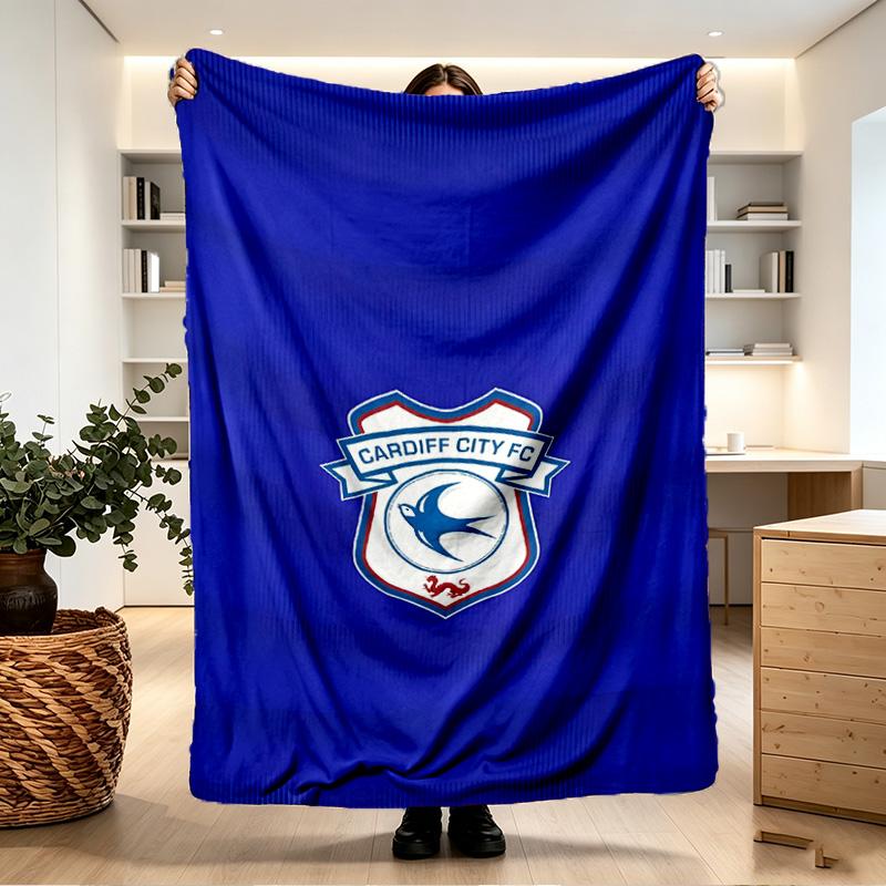 Cardiff City FC Spausdintas pledas - Minkštas ir patogus, miegamajam, kelionėms, sofai, namų dekoravimui - Gimtadienio Kalėdų dovana draugui