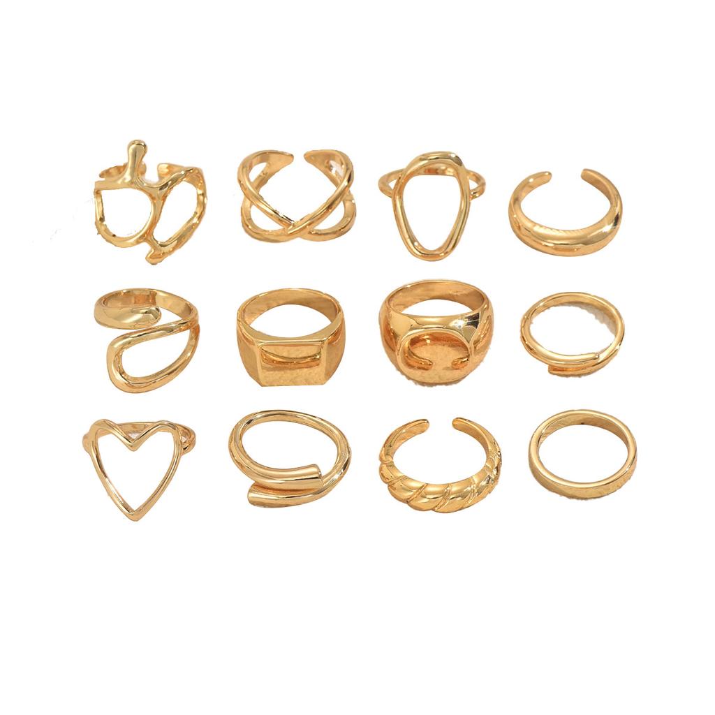 Wind Geometric Line Design Ring Jewelry Set Versatile High-end Ring Design Open Ring Women