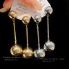 Silver Needle Metal Ball Tassel Earrings Personality Exaggerated Design Sense Earrings Simple Fashion Cold Wind Earrings