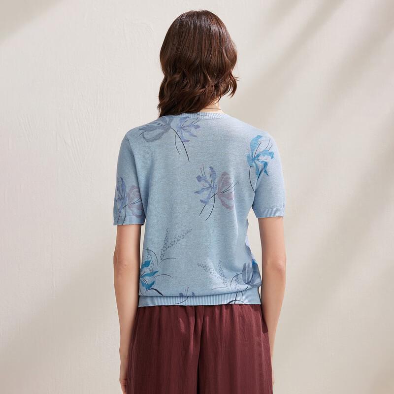 Zhaojun 2026 Women's Linen Jacquard Knit Short-Sleeve T-Shirt