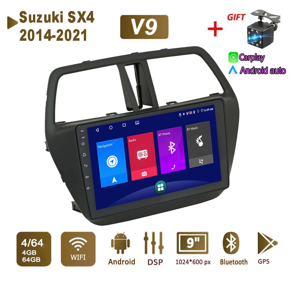 Android Car Radio Stereo For Suzuki SX4 2014-2021 GPS Navigation 2DIN 4 Core Multimedia Player Carplay Autoradio 4+64GB