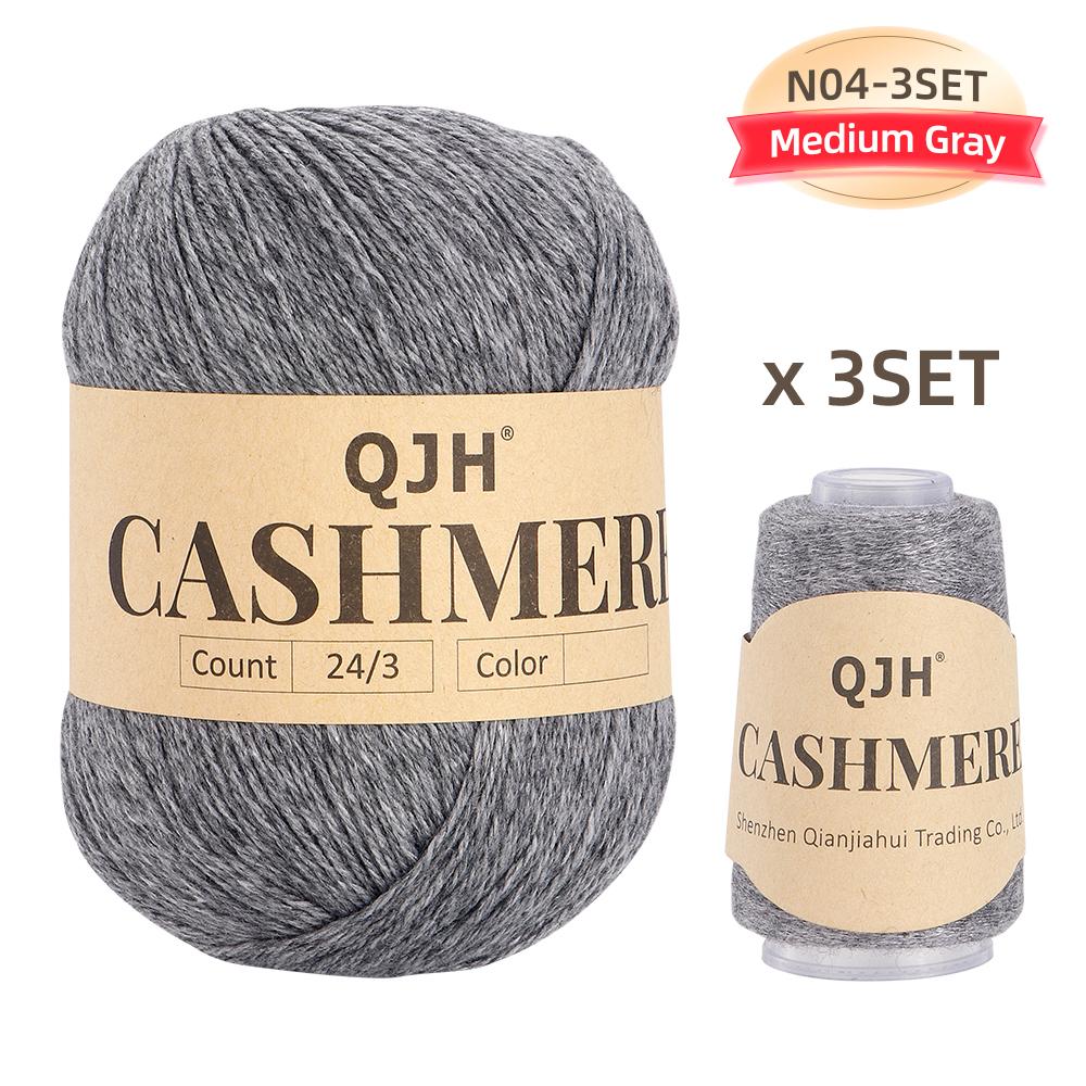 Premium Cashmere Yarn Bundle - Soft, 3 Big & 3 Small Luxurious Knitting & Crochet Yarn Thread for Sweaters, Scarves, Hats, Shawl