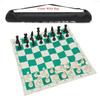 Portable Chess Traditional Chessboard Set for Tournament Club with Green Roll-up Board + Plastic Bag Chess Game