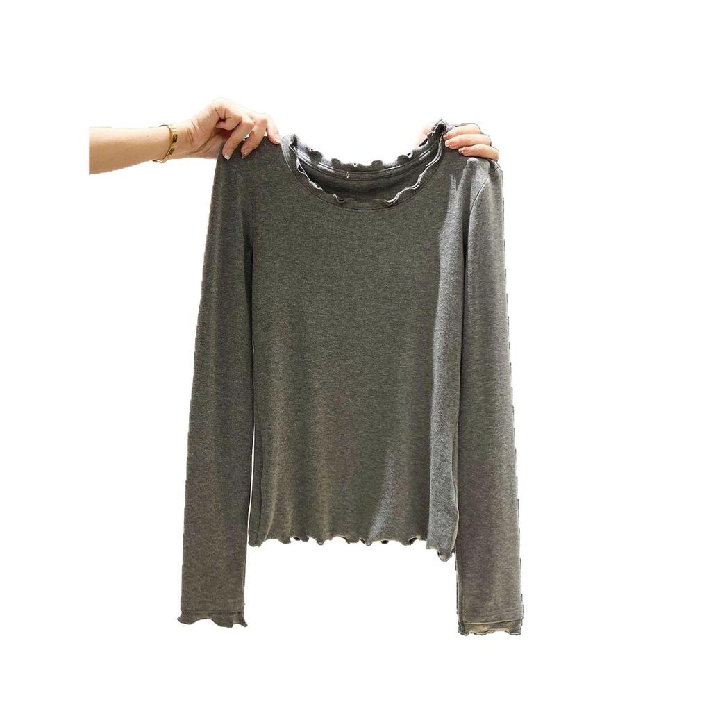 Korean Ruffle Long Sleeve Slimming Top for Women - 2026 Autumn Collection