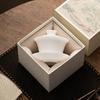 150ml Burnt Mutton Fat Jade White Porcelain Gaiwan Japanese Tea Tureen Tea Cover Bowl Tea Ceremony Supplies Teaware Gift Box