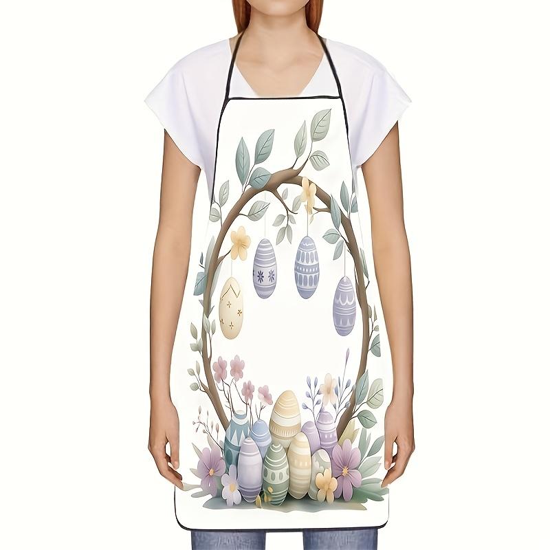 1pc Easter Bunny & Egg Print Apron Suitable for Kitchen Baking, Durable Polyester Apron with Easter Egg Motifs, Comfortable Cooking Apron for &, Sprin