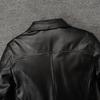 Casual Men Jacket Genuine Cow Leather Coat Black Real Cowhide Coat Slim Fit Spring Autumn