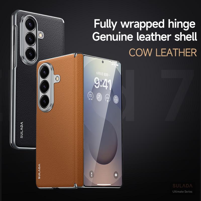 

High-end High Quality Business Sle Leather Magnetic Hinge Phone Case for Samsung Z Fold 7 6 5 Skin Feel Shockproof Protect Cover Galaxy Z Fold6 червоний