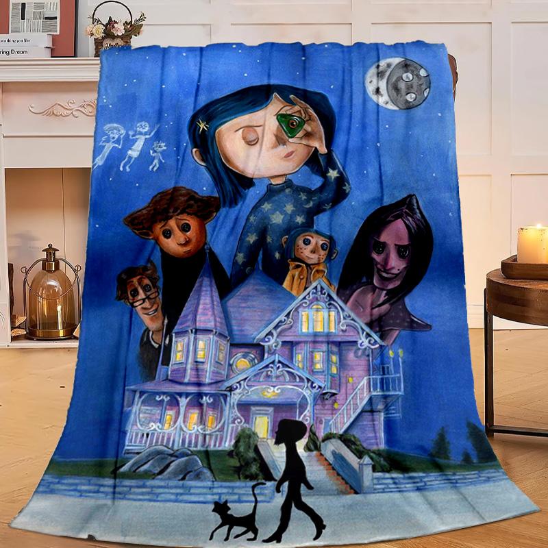 1PC Moonlit Mystery Cora-line Flannel Blanket Gift, Suitable for Both Men And Women, Soft Ideal for Beds And Sofa, Birthday Or Christmas Gift