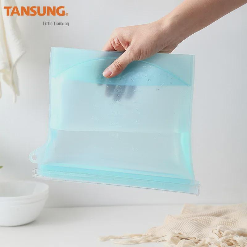 Leakproof Silicone Food Storage Bags - Ready-to-Use Vacuum-Sealed Ziplock for Fresh-Keeping