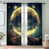 2Pcs Coastal Forest Tree Print Curtains Rod Hole Design For Kitchen Living Room Office Bedroom Home Decor Sun Privacy