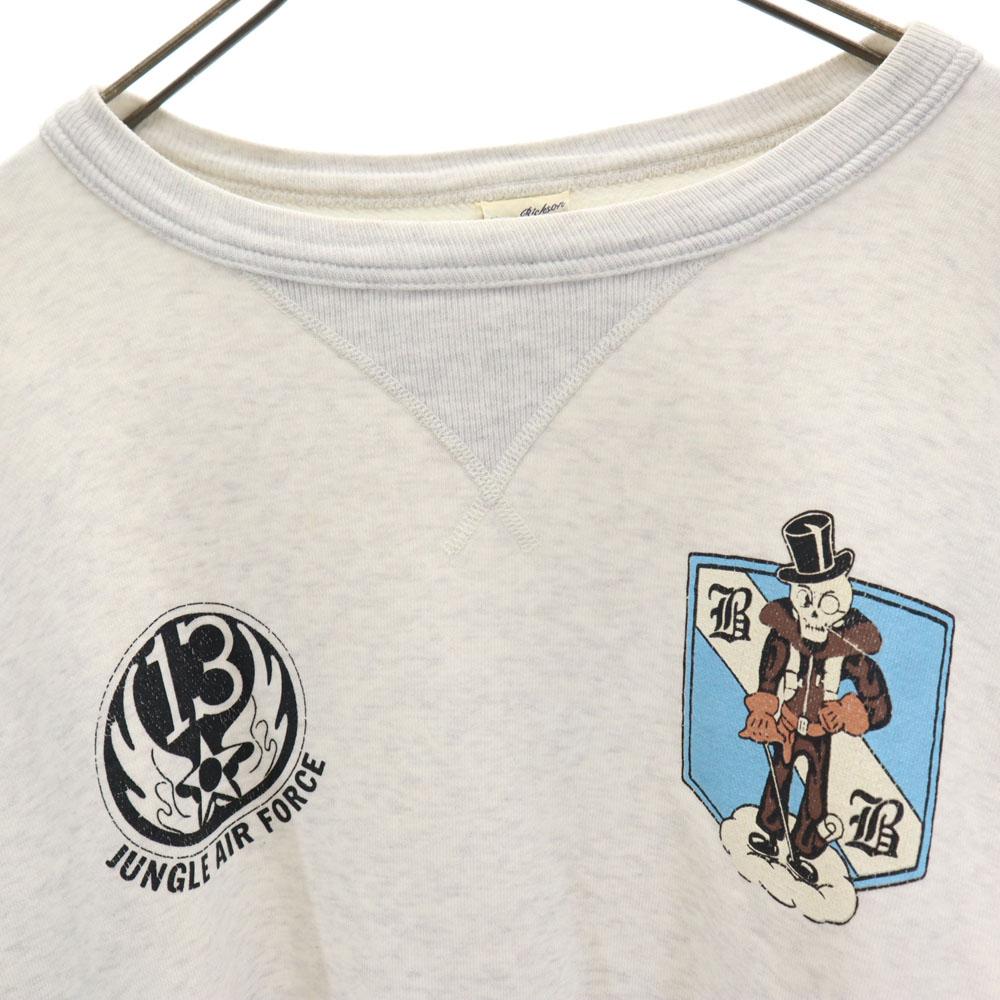 Buzz Rickson's Back Print Long Sleeve Sweat Trainer M Light Gray Men's Used